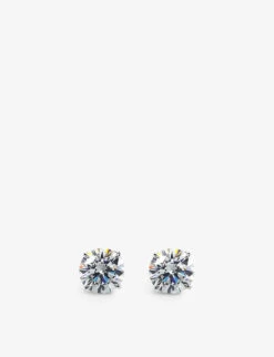 Round Sterling Silver And 1ct Eq Cubic Zirconia Stud Earrings