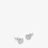 Round-shaped 9ct White-gold And 3ct Cubic Zirconia Stud Earrings