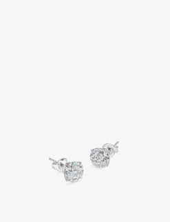 Round-shaped 9ct White-gold And 3ct Cubic Zirconia Stud Earrings