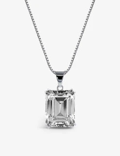 Fulton 9ct White-gold 1.5ct Emerald-cut Cubic Zirconia Stud Earrings