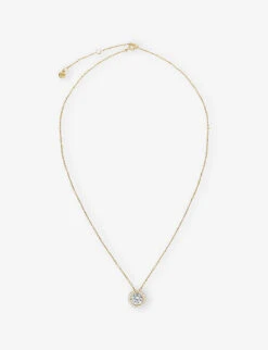 Gwen Round Borderset Yellow Gold-plated Vermeil Sterling Silver And 1.25ct Cubic Zirconia Pendant Necklace