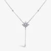 Camelia Flower-shaped Sterling Silver And Cubic Zirconia Pendant Necklace