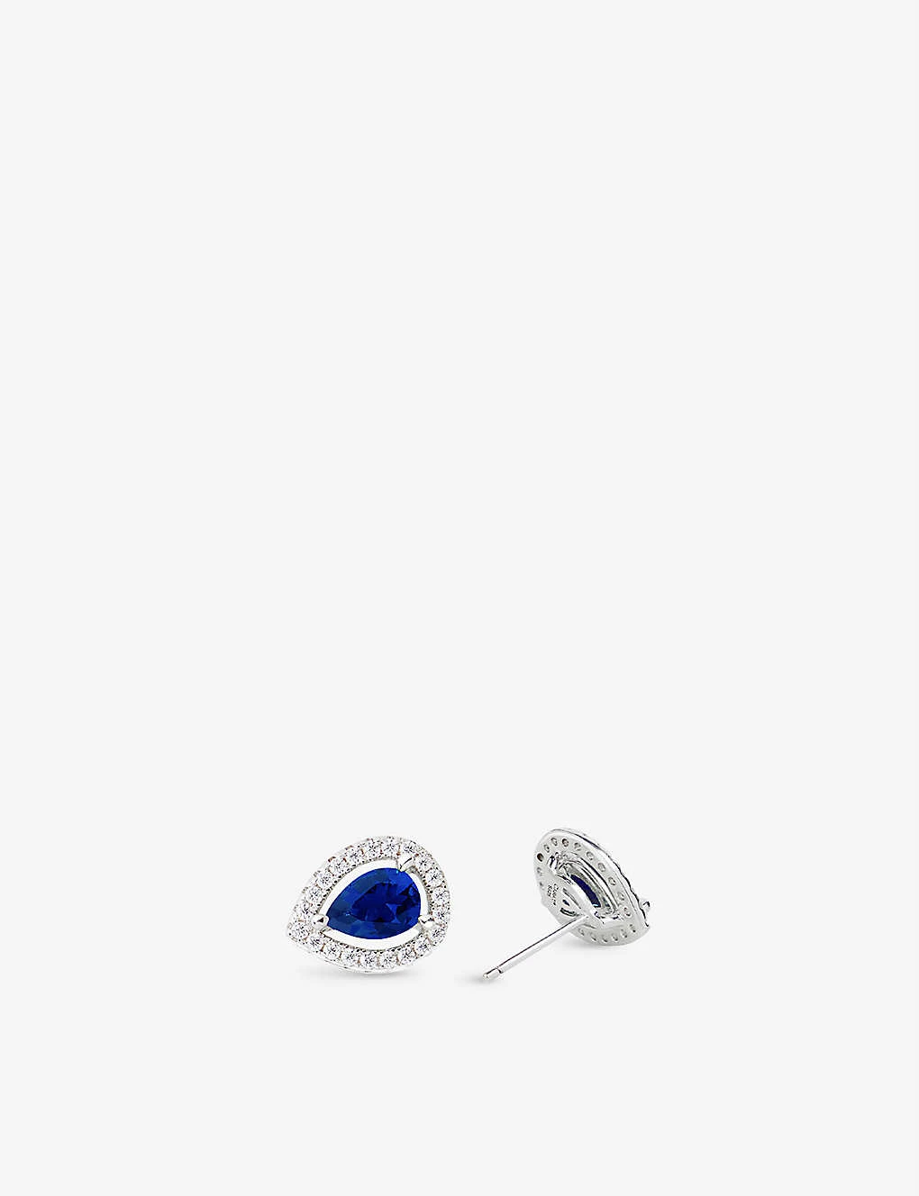 Emile Pear-shaped Sterling Silver, 1.25ct Blue Sapphire And Cubic Zirconia Stud Earrings 2 Emile Pear-shaped Sterling Silver, 1.25ct Blue Sapphire And Cubic Zirconia Stud Earrings - Image 2