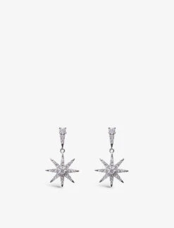 Nysa Star-shaped Sterling Silver And Cubic Zirconia Drop Earrings