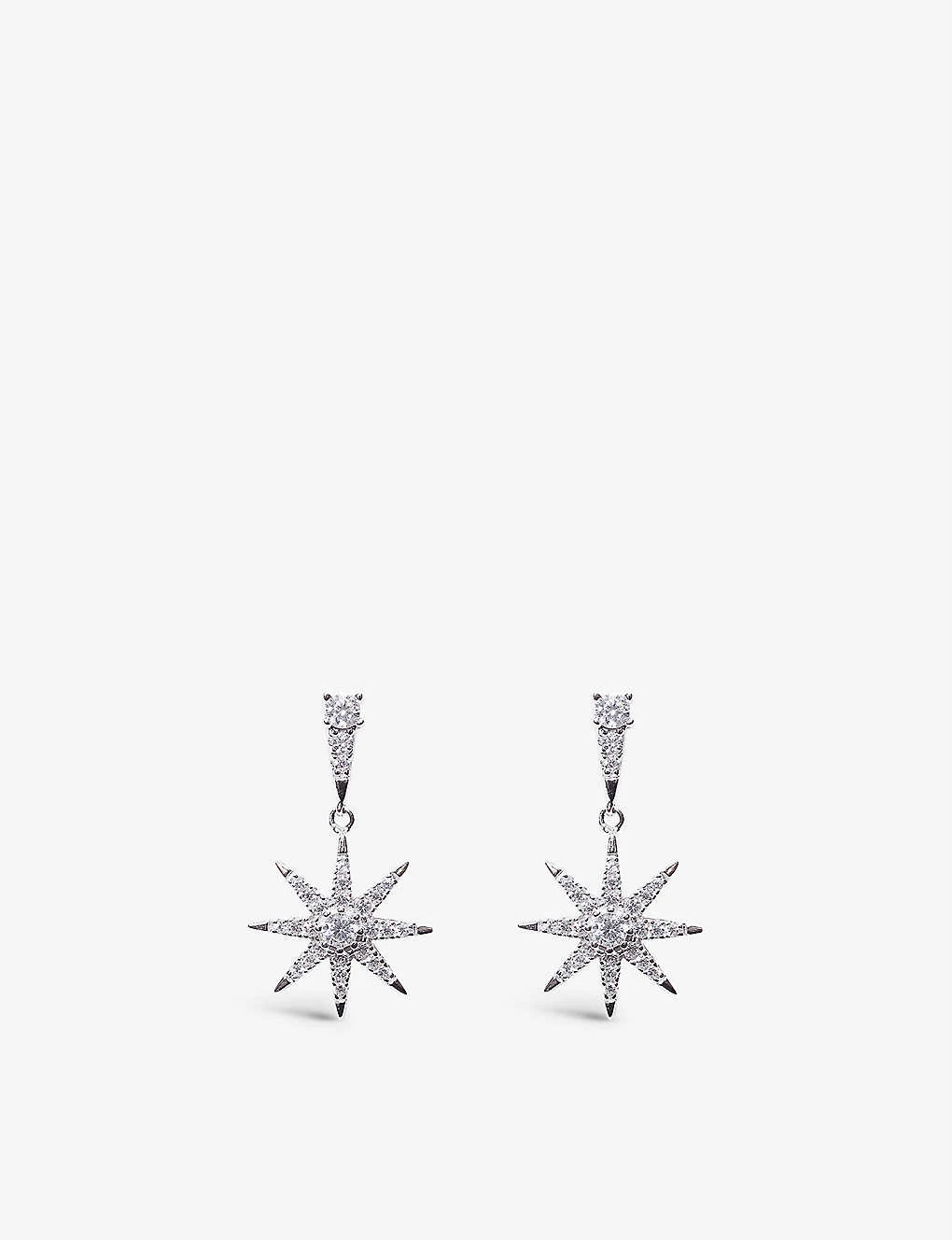 Nysa Star-shaped Sterling Silver And Cubic Zirconia Drop Earrings 1 Nysa Star-shaped Sterling Silver And Cubic Zirconia Drop Earrings