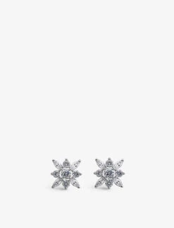 Snowflower Sterling Silver And Cubic Zirconia Stud Earrings