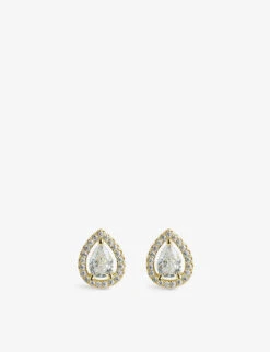 Emile Pear-shaped Borderset Yellow Gold-plated Vermeil Sterling Silver And 1.25ct Eq Cubic Zirconia Stud Earrings