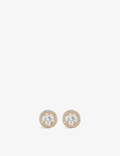 Gwen Round-shaped Yellow Gold-plated Vermeil Sterling Silver And 0.45ct Cubic Zirconia Stud Earrings