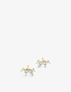 Kira Yellow Gold-plated Vermeil Sterling Silver And Cubic Zirconia Stud Earrings
