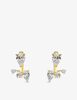 Navis Yellow Gold-plated Vermeil Sterling Silver And Cubic Zirconia Ear Jackets