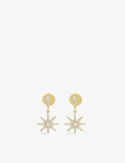 Nysa Star-shaped Yellow Gold-plated Vermeil Sterling Silver And Cubic Zirconia Drop Earrings
