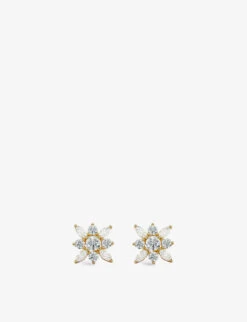 Snowflower Yellow Gold-plated Vermeil Sterling Silver And Cubic Zirconia Stud Earrings