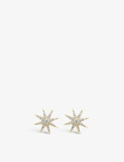 Vega Star-shaped Yellow Gold-plated Vermeil Sterling Silver And Cubic Zirconia Stud Earrings