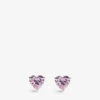 Camden Heart-shaped 9ct White-gold And Pink Cubic Zirconia Stud Earrings