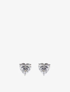Camden Heart 9ct White-gold And Cubic Zirconia Stud Earrings