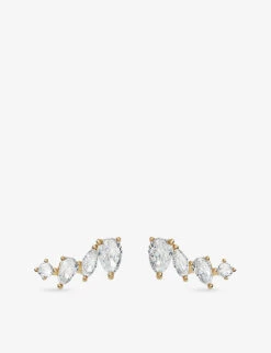 Abigail 18ct Yellow Gold-plated Vermeil Sterling Silver And Cubic Zirconia Stud Earrings