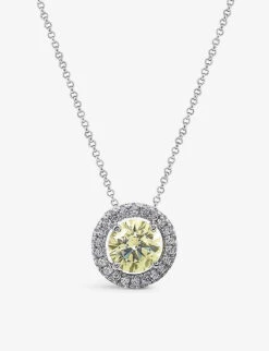 Gwen Round Sterling Silver And 1.25ct Eq Yellow Cubic Zirconia Pendant Necklace
