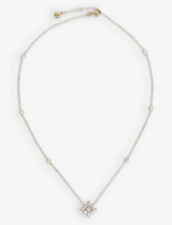 Camelia Flower-shaped Yellow Gold-plated Vermeil Sterling Silver And Cubic Zirconia Pendant Necklace