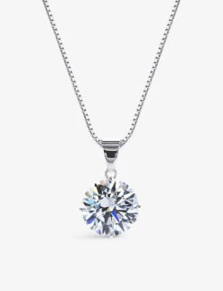 Hazel 9ct White-gold And 1ct Eq Cubic Zirconia Pendant