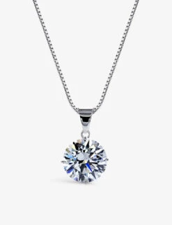 Hazel Round-shaped 9ct White-gold And 2ct Eq Cubic Zirconia Pendant