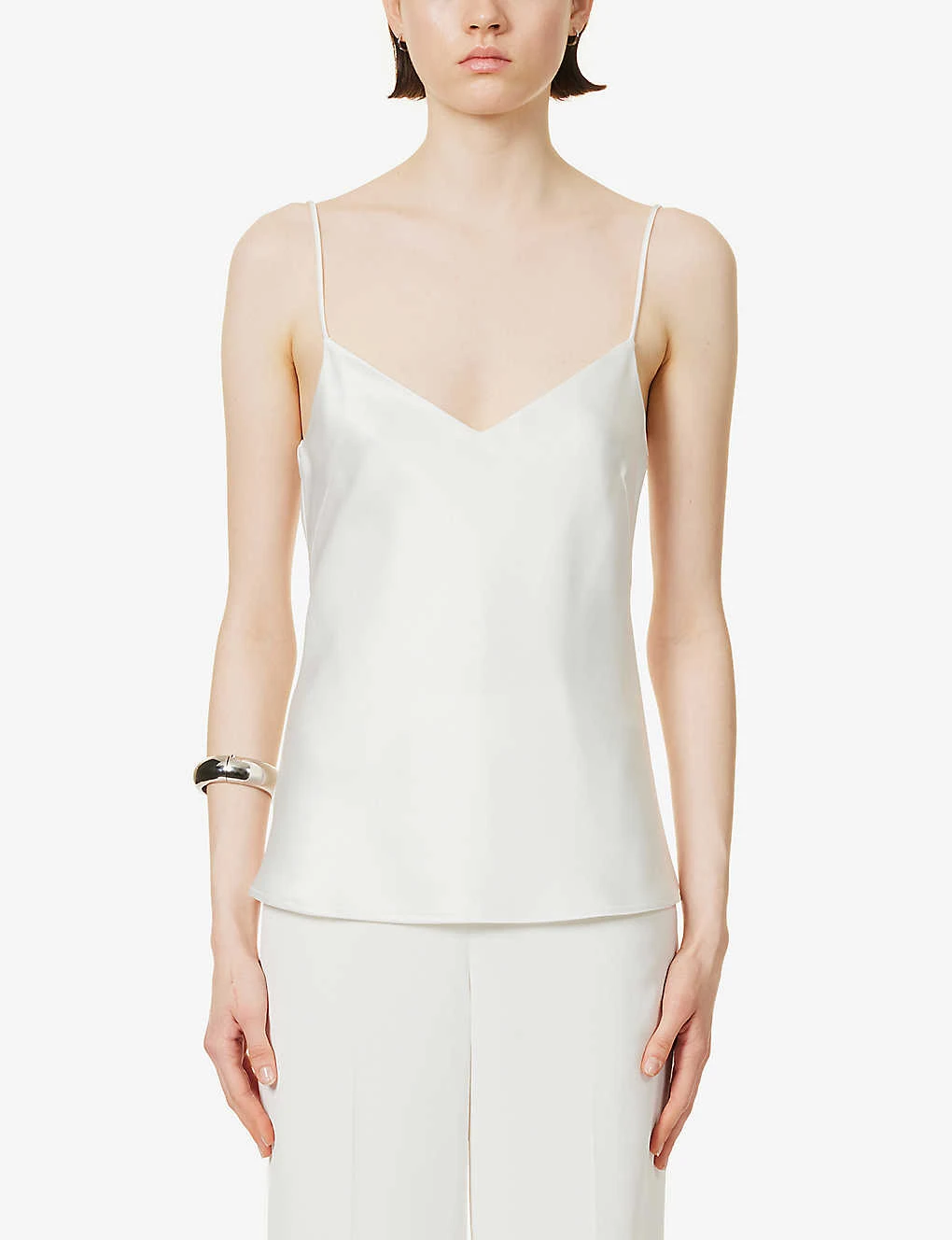 Spaghetti-strap V-neck Satin Top 3 Spaghetti-strap V-neck Satin Top - Image 3