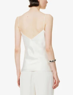 Spaghetti-strap V-neck Satin Top 8 Spaghetti-strap V-neck Satin Top -Kurtgeiger Store R04106339 100WHITE ALT03