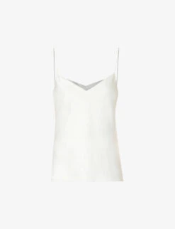 Spaghetti-strap V-neck Satin Top