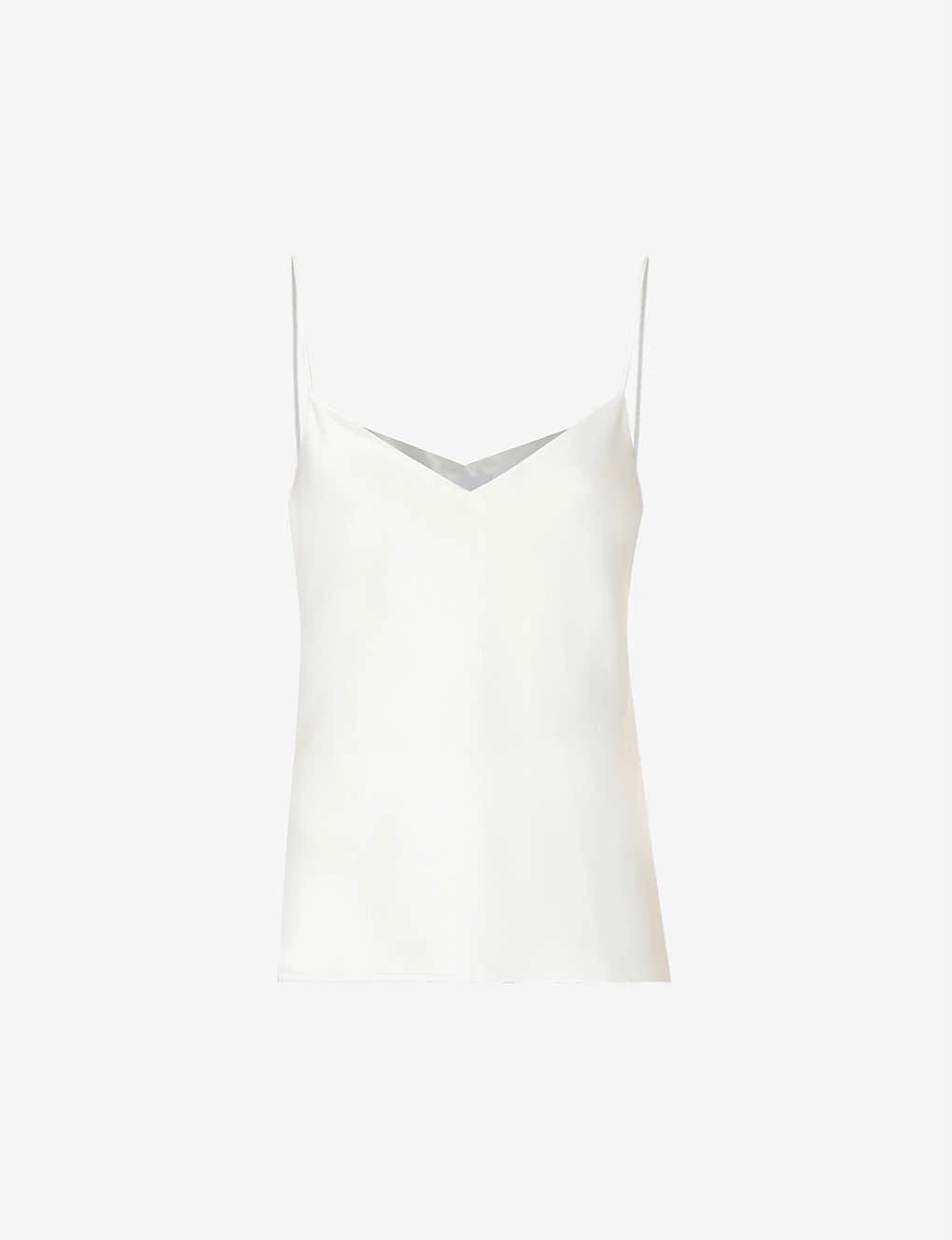 Spaghetti-strap V-neck Satin Top 1 Spaghetti-strap V-neck Satin Top