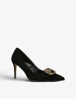 Kurt Geiger London Mayfair Buckle-embellished Suede Heeled Courts -Kurtgeiger Store R04110982 BLACK ALT02