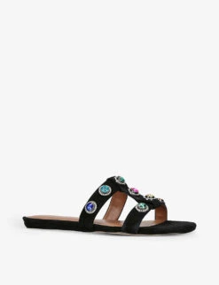 Kurt Geiger London Octavia Crystal-embellished Suede Mules 6 Kurt Geiger London Octavia Crystal-embellished Suede Mules -Kurtgeiger Store R04110985 BLACK ALT02