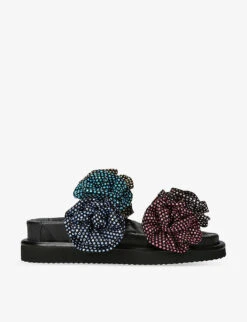 Kurt Geiger London Orson Bloom Crystal-embellished Flowers Suede Sandals