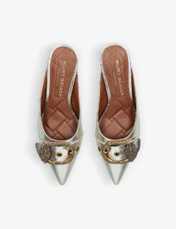 Kurt Geiger London Mayfair Buckle-embellished Leather Heeled Mules 5 Kurt Geiger London Mayfair Buckle-embellished Leather Heeled Mules -Kurtgeiger Store R04110988 SILVER ALT01