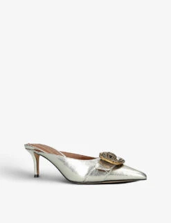 Kurt Geiger London Mayfair Buckle-embellished Leather Heeled Mules 6 Kurt Geiger London Mayfair Buckle-embellished Leather Heeled Mules -Kurtgeiger Store R04110988 SILVER ALT02