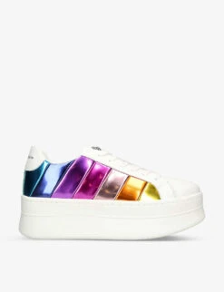 Kurt Geiger London Laney Pumped Platform-sole Striped Leather Low-top Trainers