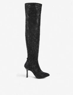 KG Kurt Geiger Francesca Bling Crystal-embellished Over-the-knee Boots