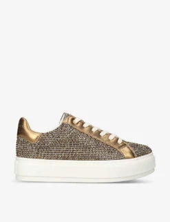 Kurt Geiger London Laney Crystal-embellished Woven Low-top Trainers