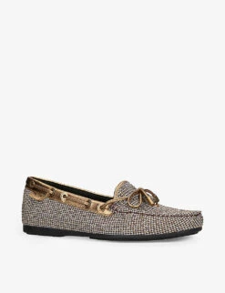 Kurt Geiger London Eagle Bow-embellished Houndstooth Woven Moccasins -Kurtgeiger Store R04121262 BEIGE ALT02