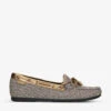Kurt Geiger London Eagle Bow-embellished Houndstooth Woven Moccasins