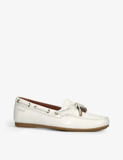 Kurt Geiger London Eagle Bow-embellished Patent-leather Moccasins -Kurtgeiger Store R04121263 BONE ALT02