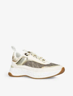 Kurt Geiger London Kensington Eagle-embellished Leather Trainers -Kurtgeiger Store R04121264 BEIGE ALT02