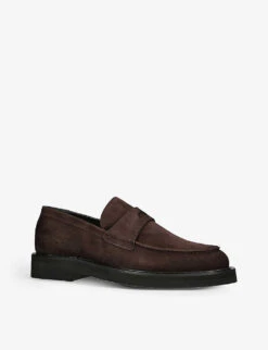 Kurt Geiger London Bank Tonal-stitch Suede Penny Loafers -Kurtgeiger Store R04130468 DARKBROWN ALT02