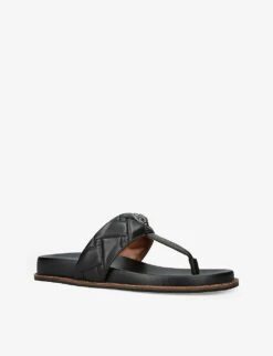 Kurt Geiger London Kensington Quilted T-bar-strap Leather Sandals -Kurtgeiger Store R04137196 BLACK ALT02