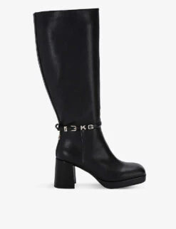 KG Kurt Geiger Solemn Logo-embellished Leather Knee-high Boots