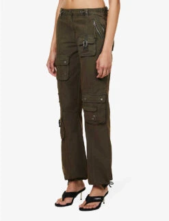 Jaded London Cargo Drawstring-hem Low-rise Straight-leg Cotton Trousers -Kurtgeiger Store R04145883 KHAKI ALT02