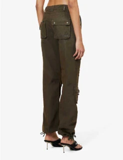 Jaded London Cargo Drawstring-hem Low-rise Straight-leg Cotton Trousers -Kurtgeiger Store R04145883 KHAKI ALT03