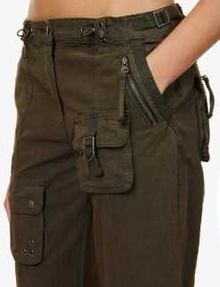 Jaded London Cargo Drawstring-hem Low-rise Straight-leg Cotton Trousers -Kurtgeiger Store R04145883 KHAKI ALT04