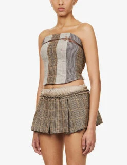 Jaded London Strapless Check-pattern Stretch-woven Top -Kurtgeiger Store R04145886 BROWNCHECK ALT02