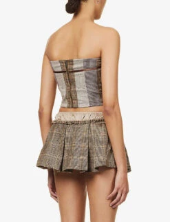 Jaded London Strapless Check-pattern Stretch-woven Top -Kurtgeiger Store R04145886 BROWNCHECK ALT03