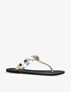 Kurt Geiger London Maddison Eagle-embellished T-bar Sandals -Kurtgeiger Store R04146479 GOLD ALT02