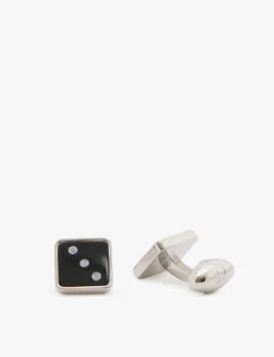 Dice Onyx, Mother Of Pearl And Rhodium-plated Metal Cufflinks